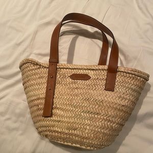 Poolside raffia basket purse, zippered lining, perfect condition